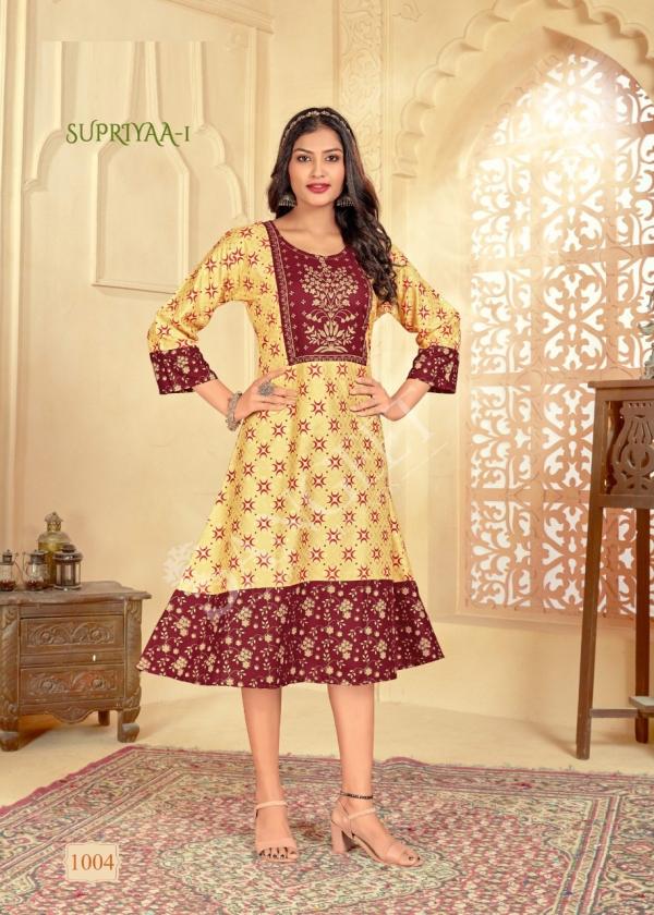 Supriyaa 1 Regular Wear Long Rayon Designer Exclusive Kurti Collection